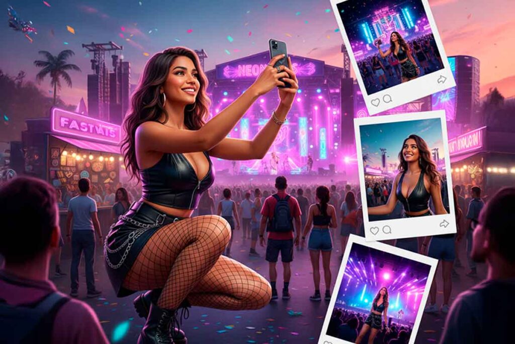 mulher tirando uma selfie