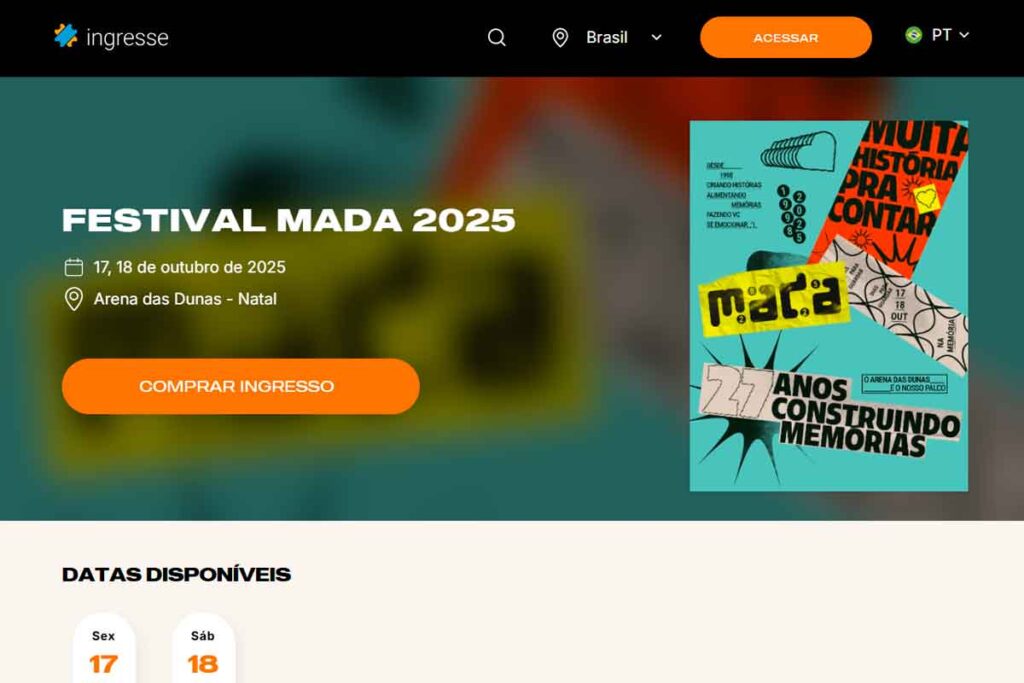 Ingressos para o festival MADA 2025