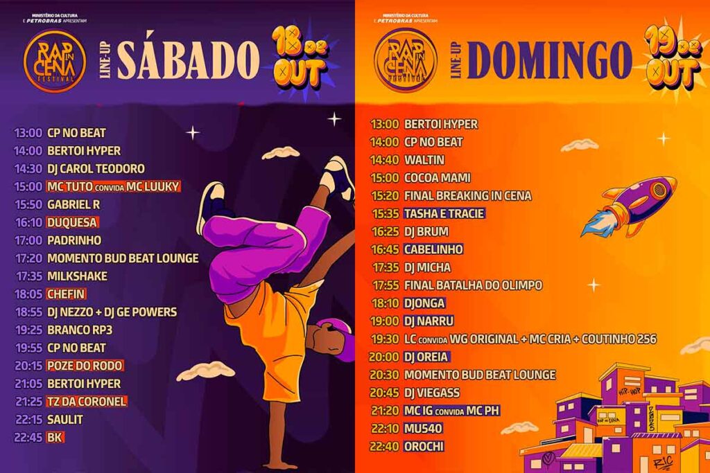 Programação do Festival Rap In Cena 2025 que acontece em Porto Alegre.