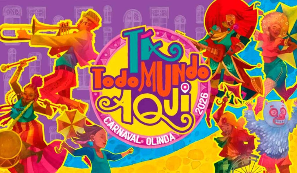 Identidade visual do Carnaval de Olinda 2026 criada pelo artista Ayodê França.
