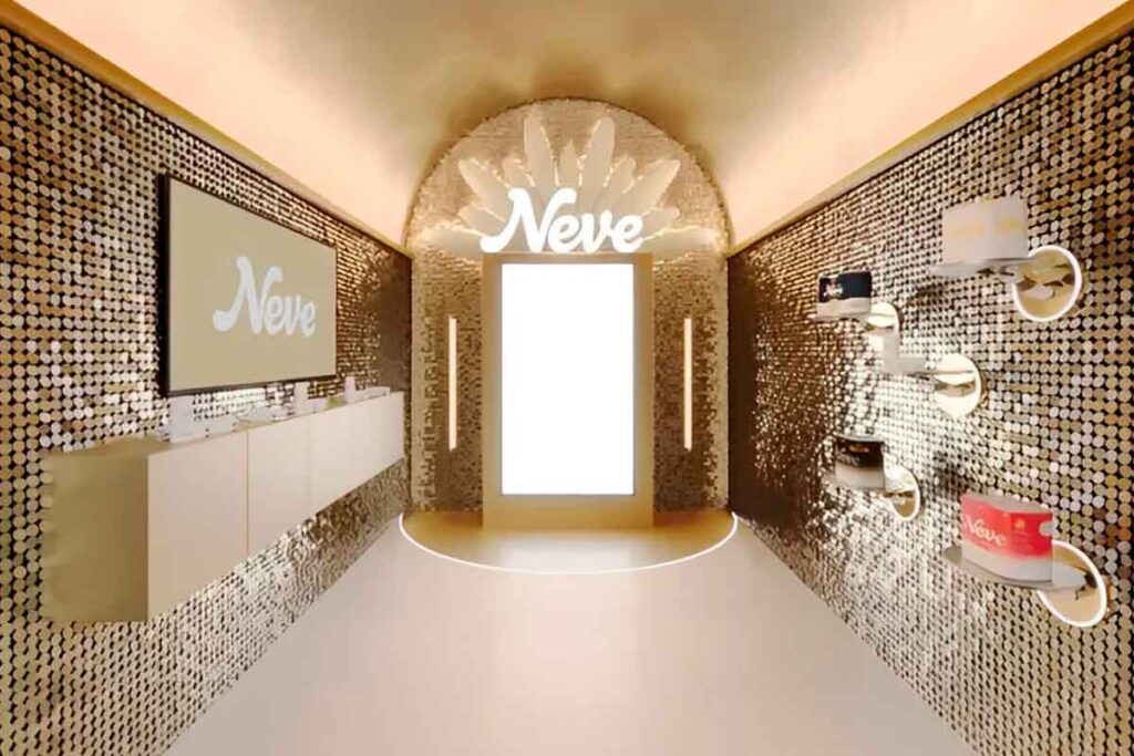 Detalhe dos brindes da marca Neve