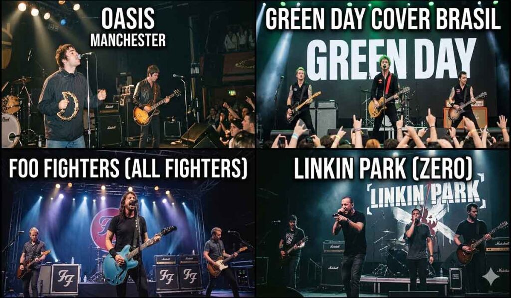 Oasis, Green Day, Foo Fighters e Linkin Park.
