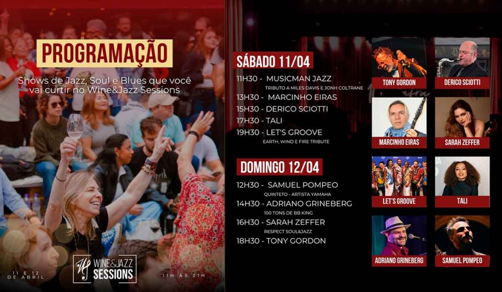 Programação do Festival Wine & Jazz